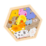 Maxbell Wooden Infant Puzzles Cute for Kids Beginner Preschool Educational Activity Pattern D