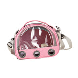 Maxbell Hamster Carrier Bag Squirrel Large Transparent Window Guinea Pig Carrier Bag L Pink