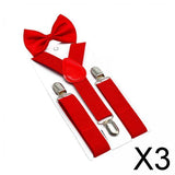 Maxbell 3xKids Suspenders Bowtie Set Baby Y Shape Braces for Party Formal Wear Cosplay Red