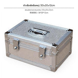 Maxbell Aluminum Alloy Storage Box, 1-Lock lockable Organizer, Portable money container, Document & Tool Case, Silver Mesh Design, Handheld for Office, Home, Bank, 40x30x30cm Double Lock Buckle 30x20x12cm