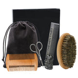Maxbell Maxbell 4x Bristle Beard Brush Beard Scissor Steel Comb Hair Comb Grooming Supplies