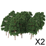 Maxbell 2x20Pcs Model Abies Holophylla Tress Train Railroad Scenery 1:150 Dark Green