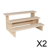 Maxbell 2xWood Display Riser Wood Display Riser Stand for Dessert Figurines Conutertop 3 layer 30cm