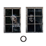 Maxbell 2 Pieces Halloween Curtain Scary Window Cover for Carnival Scary Movie Night with Black Ribbon
