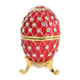 Easter Egg Shape Trinket Box Organizer Bracelets Enameled Hinged Trinket Box Red