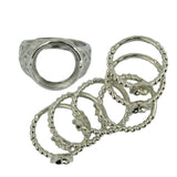 Maxbell 7pcs Brass Blank Bezel Adjustable Ring Peg Moun Flower Cup DIY Filigree Ring