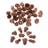 Maxbell 40 Pieces Natural Pine Cones Acorns Dried Table Ornament for Home Decoration
