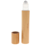 Maxbell Maxbell Bamboo Refillable Empty Essential Oil Makeup Roll on Bottle 15ml Steel