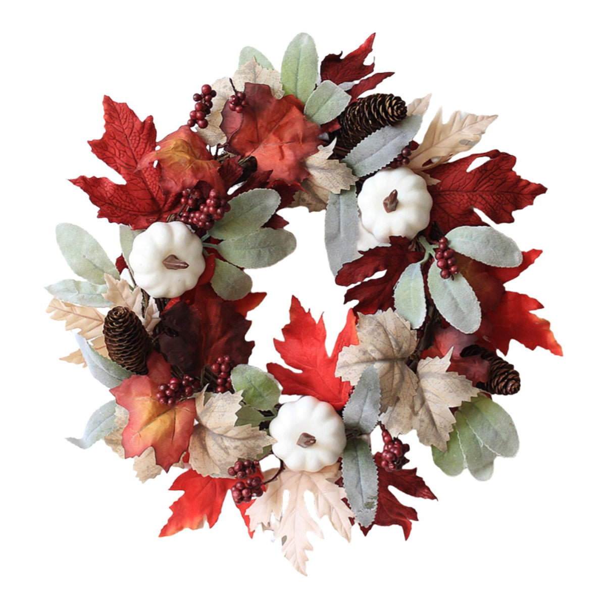 Maxbell Fall Wreath Maple Leaves Thanksgiving Decor for Shelf Indoor Outdoor Wedding