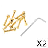Maxbell 2x8x Longboard Skateboard Wheel Repair Hardware Screws with Wrench 1'' Golden