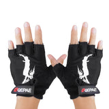 Maxbell 1 Pair Inline Skates Roller Skating Cycling Half Finger Gloves Protective Gear - Black Size M