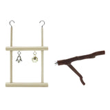 Bird Parrot Parakeet Budgie Toy Wood Swing with Bell Cage Hanging Perch