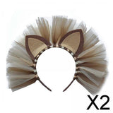 Maxbell 2xCat Ear Headband Gifts Animal Hairband for Birthday Party Party Performance