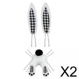 Maxbell 2Pcs Easter Decor Wreath Kit Bunny with Ears DIY Garland black white plaid
