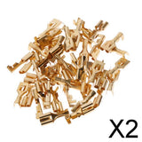 Maxbell 2x50 Pieces Brass Crimp Terminal Cable Locking Female Spade Connector 6.3mm