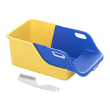 Cat Litter Box Professional Compact Multifunctional Anti Leakage Litter Tray Blue Yellow