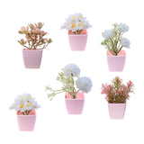 Maxbell 6Pcs Potted Artificial Flowers Mini Potted Plants for Desk Farmhouse Outdoor Style A