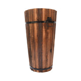Maxbell Wooden Bucket Barrel Planter for Plants with Ergonomic Handles Patio Planter L Style A
