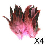 Maxbell 4x50pcs Beautiful Rooster Feathers Fringe Decoration Home Craft DIY Pink