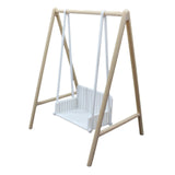 Maxbell 1/12 Patio Swing Miniature Patio Porch Chair for Furnishings Micro Landscape wood and white