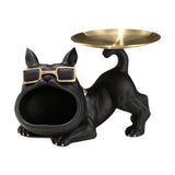 French Bulldog Figurine Storage Tray Resin Sculpture for Bathroom Decorative Black