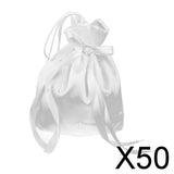Maxbell 50xSatin Pearl Rhinestone Wedding Bridal Dolly Bag Handbag Ivory 22x22cm