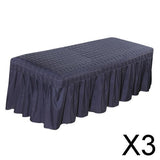 3xMassage Cosmetic Table Valance Sheet Cover with Hole Dark Blue-190x80cm