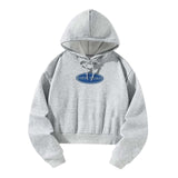 Maxbell Women Crop Hoodie Pullover Fashion Hooded Sweatshirt for Office Daily Street XL