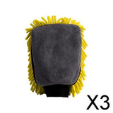 Maxbell 3xCar Wash Mitt Soft Microfiber Anti-Scratch Fits for Trucks Boats Motorcycles Yellow