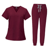 Maxbell 2xFemale Scrub Set Machine Washable Nurse Work Clothing for Beauty Salon