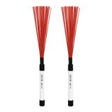 Maxbell Drumsticks Comfortable Grips Drum Brush Sticks for Jazz Acoustic Performance Red white