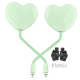 Maxbell Motorcycle Heart Shaped Rearview Mirror Professional Wide View Universal Fit Green