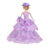 Maxbell Handmade Princess Wedding Party Dress Clothes Gown With Hat For Barbie Dolls