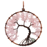 Maxbell Tree of Life Pendant Vintage Copper Wire Wrapped Gemstone Charms Pink - Aladdin Shoppers