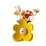 Maxbell Ceramic Vase with Flower Ornamnet Decorative Flower Vase for Wedding Desktop lemon yellow
