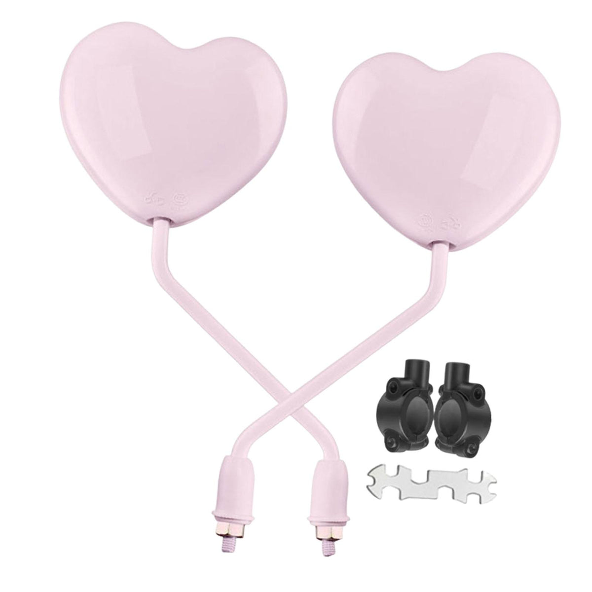 Maxbell Motorcycle Heart Shaped Rearview Mirror Professional Wide View Universal Fit Pink