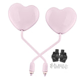 Maxbell Motorcycle Heart Shaped Rearview Mirror Professional Wide View Universal Fit Pink