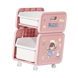 Maxbell Cart with Caster Wheels 2 Tiers Backpack Organizer for Living Room Apartment Pink