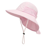 Maxbell Wide Brim Bucket Hat for Kids Breathable Sun Hat for Outdoor Garden Climbing Pink