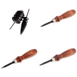 Maxbell 3pcs Leathercraft Edge Beveler Skiving Craft Tool with 2pcs Grinding Head