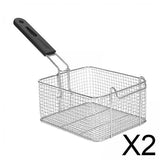 Maxbell 2xFryer Basket with Handle Frying Serving Basket for Barbecue Chips Restaurant 19.7cmx17cmx10cm