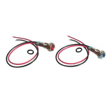 Maxbell 2pcs 6mm 12V Signal Power Supply LED Metal Indicator Lamp Pre-Wired Blue+Red