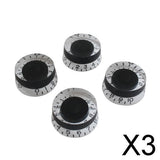Maxbell 3x4pcs Speed Dial Knobs for   Epiphone Style Electric Guitars Black/White