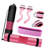 Maxbell Barbell Squat Pad Set Non Slip Bar Cushion for Lunges Workout Weight Lifting Pink