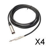 Maxbell 4xXLR 3 Pin Male to 1/4 6.35mm Mono Jack Male Plug Audio Microphone Cable 1m