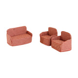 Maxbell 3Pcs Dollhouse Miniature Sofa 1/12 Scale Couch for Micro Landscape Dollhouse Red