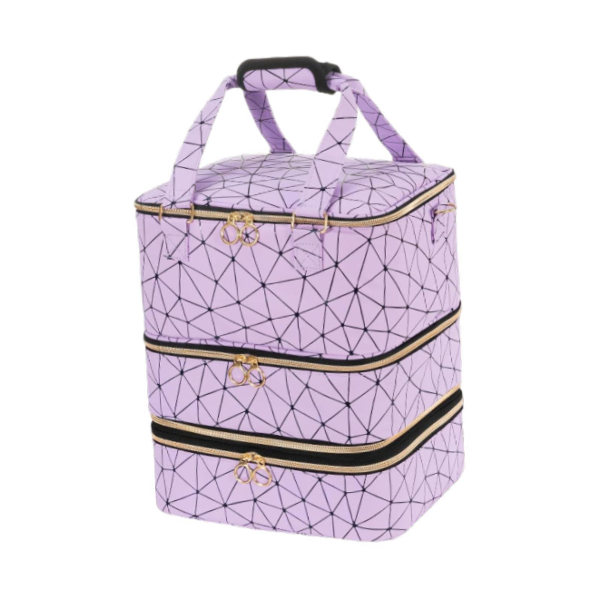 Maxbell Nail Polish Organizer Case 3 Layer PU Portable Perfume Brushes Cosmetic Case