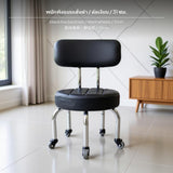 Maxbell Rolling Low Stool with Universal Casters, Small Upholstered Footstool, PU Leather Round & Square Seats, Multi-Height choices for Living Room, Kids, Housework, Modern Black & Red Black Line Backrest