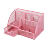 Maxbell Mesh Pen Holder Desk Tidy Wiremesh Desk Organiser for Office School Staplers pink