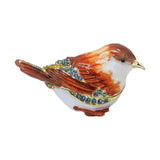 Enamel Hinged Jewelry Box Rings Holder Collectible Figurine Bird Trinket Box Light Brown